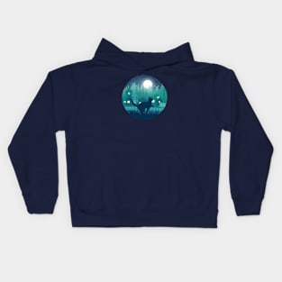 Night cat landscape Kids Hoodie